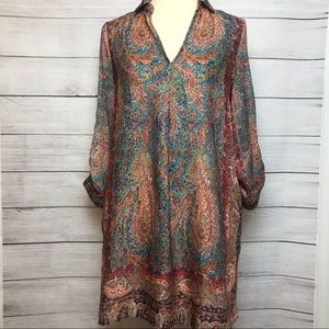 Zara Basic Boho Paisley Tunic Shift Dress Size M
